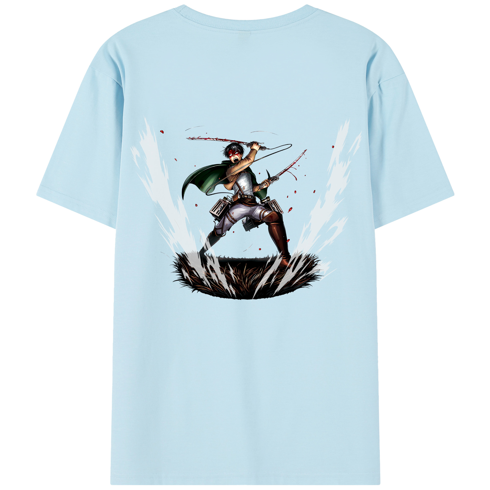 （画像用） 進撃の巨人 リヴァイ·アッカーマン Attack on Titan Levi Ackerman 綿100％半袖Tシャツ（背面プリント）